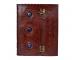Large Triple Blue Stone Embossed Leather Bound Journal w/Double Swing Clasps